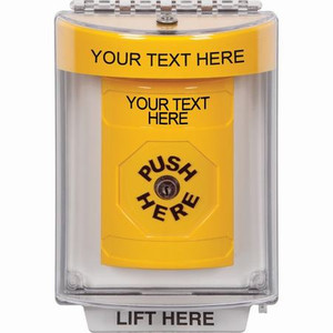 SS2230ZA-EN STI Yellow Indoor/Outdoor Flush Key-to-Reset Stopper Station with Non-Returnable Custom Text Label English