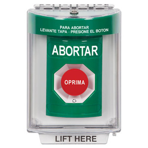 SS2131AB-ES STI Green Indoor/Outdoor Flush Turn-to-Reset Stopper Station with ABORT Label Spanish