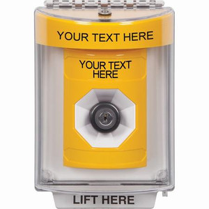 SS2233ZA-EN STI Yellow Indoor/Outdoor Flush Key-to-Activate Stopper Station with Non-Returnable Custom Text Label English