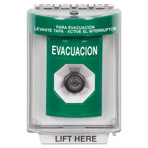 SS2133EV-ES STI Green Indoor/Outdoor Flush Key-to-Activate Stopper Station with EVACUATION Label Spanish
