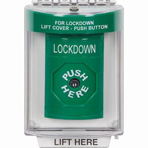 SS2140LD-ES STI Green Indoor/Outdoor Flush w/ Horn Key-to-Reset Stopper Station with LOCKDOWN Label Spanish