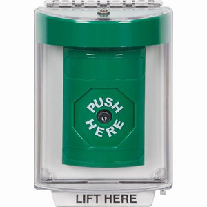 SS2140NT-ES STI Green Indoor/Outdoor Flush w/ Horn Key-to-Reset Stopper Station with No Text Label Spanish