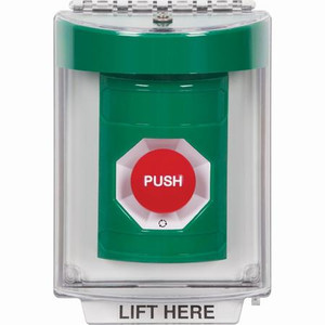 SS2141NT-ES STI Green Indoor/Outdoor Flush w/ Horn Turn-to-Reset Stopper Station with No Text Label Spanish