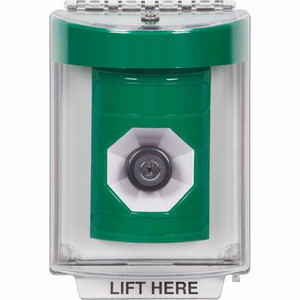 SS2143NT-ES STI Green Indoor/Outdoor Flush w/ Horn Key-to-Activate Stopper Station with No Text Label Spanish