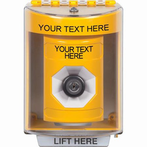 SS2273ZA-EN STI Yellow Indoor/Outdoor Surface Key-to-Activate Stopper Station with Non-Returnable Custom Text Label English