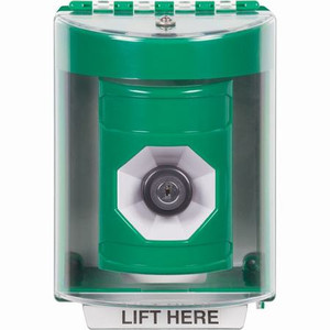 SS2183NT-ES STI Green Indoor/Outdoor Surface w/ Horn Key-to-Activate Stopper Station with No Text Label Spanish