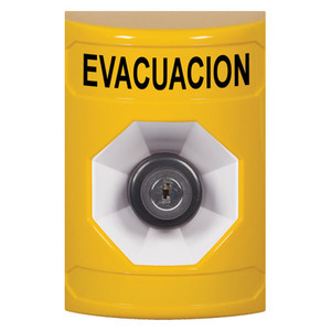 SS2203EV-ES STI Yellow No Cover Key-to-Activate Stopper Station with EVACUATION Label Spanish