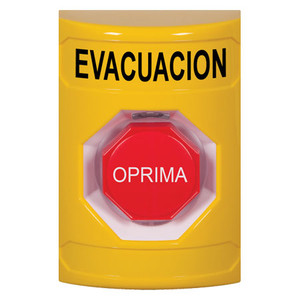 SS2208EV-ES STI Yellow No Cover Pneumatic (Illuminated) Stopper Station with EVACUATION Label Spanish