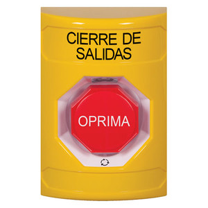 SS2209LD-ES STI Yellow No Cover Turn-to-Reset (Illuminated) Stopper Station with LOCKDOWN Label Spanish