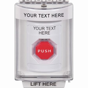SS2332ZA-EN STI White Indoor/Outdoor Flush Key-to-Reset (Illuminated) Stopper Station with Non-Returnable Custom Text Label English