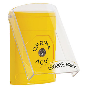 SS2220NT-ES STI Yellow Indoor Only Flush or Surface Key-to-Reset Stopper Station with No Text Label Spanish