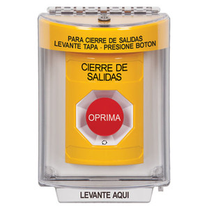 SS2231LD-ES STI Yellow Indoor/Outdoor Flush Turn-to-Reset Stopper Station with LOCKDOWN Label Spanish