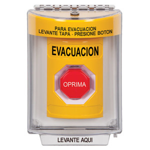 SS2232EV-ES STI Yellow Indoor/Outdoor Flush Key-to-Reset (Illuminated) Stopper Station with EVACUATION Label Spanish