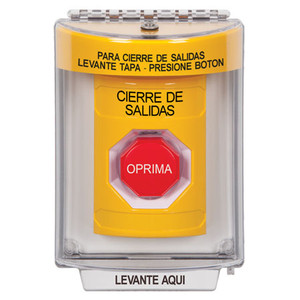 SS2232LD-ES STI Yellow Indoor/Outdoor Flush Key-to-Reset (Illuminated) Stopper Station with LOCKDOWN Label Spanish
