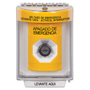 SS2233PO-ES STI Yellow Indoor/Outdoor Flush Key-to-Activate Stopper Station with EMERGENCY POWER OFF Label Spanish