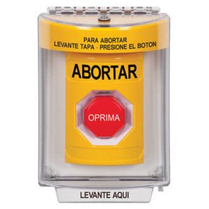 SS2235AB-ES STI Yellow Indoor/Outdoor Flush Momentary (Illuminated) Stopper Station with ABORT Label Spanish