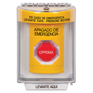 SS2235PO-ES STI Yellow Indoor/Outdoor Flush Momentary (Illuminated) Stopper Station with EMERGENCY POWER OFF Label Spanish