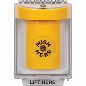 SS2240NT-ES STI Yellow Indoor/Outdoor Flush w/ Horn Key-to-Reset Stopper Station with No Text Label Spanish