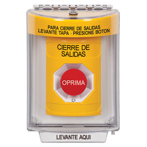 SS2241LD-ES STI Yellow Indoor/Outdoor Flush w/ Horn Turn-to-Reset Stopper Station with LOCKDOWN Label Spanish