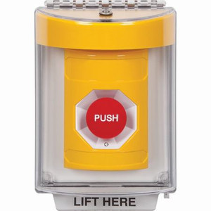 SS2241NT-ES STI Yellow Indoor/Outdoor Flush w/ Horn Turn-to-Reset Stopper Station with No Text Label Spanish