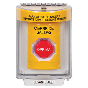 SS2242LD-ES STI Yellow Indoor/Outdoor Flush w/ Horn Key-to-Reset (Illuminated) Stopper Station with LOCKDOWN Label Spanish