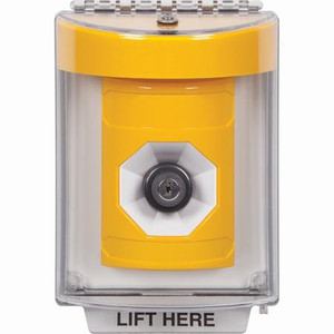 SS2243NT-ES STI Yellow Indoor/Outdoor Flush w/ Horn Key-to-Activate Stopper Station with No Text Label Spanish