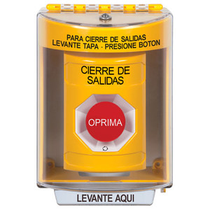 SS2271LD-ES STI Yellow Indoor/Outdoor Surface Turn-to-Reset Stopper Station with LOCKDOWN Label Spanish