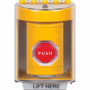 SS2272NT-ES STI Yellow Indoor/Outdoor Surface Key-to-Reset (Illuminated) Stopper Station with No Text Label Spanish