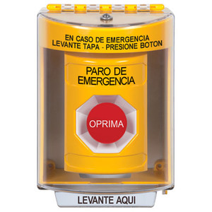 SS2274ES-ES STI Yellow Indoor/Outdoor Surface Momentary Stopper Station with EMERGENCY STOP Label Spanish