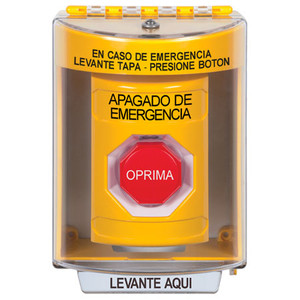 SS2275PO-ES STI Yellow Indoor/Outdoor Surface Momentary (Illuminated) Stopper Station with EMERGENCY POWER OFF Label Spanish