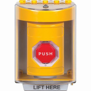 SS2279NT-ES STI Yellow Indoor/Outdoor Surface Turn-to-Reset (Illuminated) Stopper Station with No Text Label Spanish