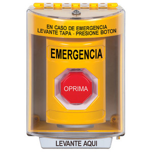 SS2285EM-ES STI Yellow Indoor/Outdoor Surface w/ Horn Momentary (Illuminated) Stopper Station with EMERGENCY Label Spanish