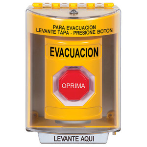 SS2285EV-ES STI Yellow Indoor/Outdoor Surface w/ Horn Momentary (Illuminated) Stopper Station with EVACUATION Label Spanish