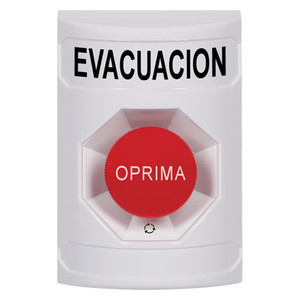 SS2301EV-ES STI White No Cover Turn-to-Reset Stopper Station with EVACUATION Label Spanish