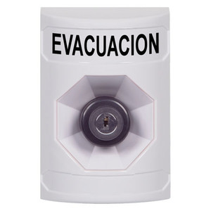 SS2303EV-ES STI White No Cover Key-to-Activate Stopper Station with EVACUATION Label Spanish