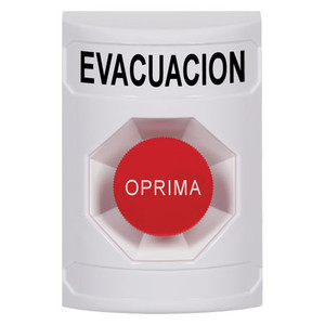 SS2304EV-ES STI White No Cover Momentary Stopper Station with EVACUATION Label Spanish