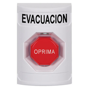 SS2305EV-ES STI White No Cover Momentary (Illuminated) Stopper Station with EVACUATION Label Spanish