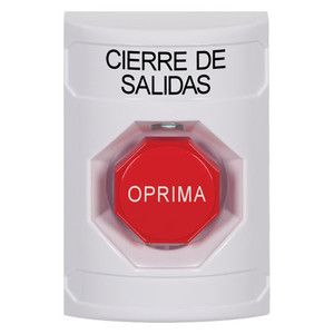 SS2305LD-ES STI White No Cover Momentary (Illuminated) Stopper Station with LOCKDOWN Label Spanish