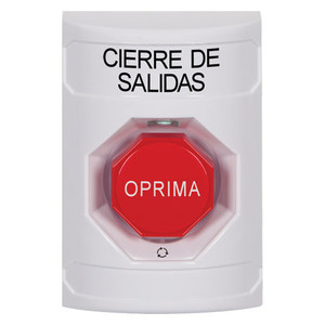 SS2309LD-ES STI White No Cover Turn-to-Reset (Illuminated) Stopper Station with LOCKDOWN Label Spanish