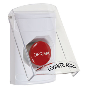 SS2321NT-ES STI White Indoor Only Flush or Surface Turn-to-Reset Stopper Station with No Text Label Spanish