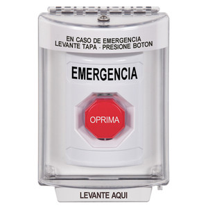 SS2342EM-ES STI White Indoor/Outdoor Flush w/ Horn Key-to-Reset (Illuminated) Stopper Station with EMERGENCY Label Spanish