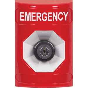 SS2003EM-EN STI Red No Cover Key-to-Activate Stopper Station with EMERGENCY Label English