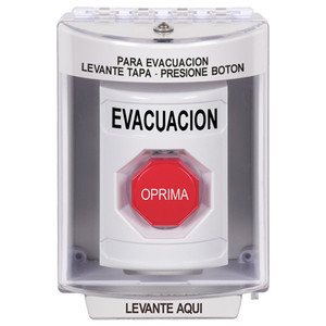 SS2372EV-ES STI White Indoor/Outdoor Surface Key-to-Reset (Illuminated) Stopper Station with EVACUATION Label Spanish