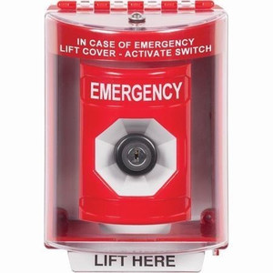 SS2073EM-EN STI Red Indoor/Outdoor Surface Key-to-Activate Stopper Station with EMERGENCY Label English