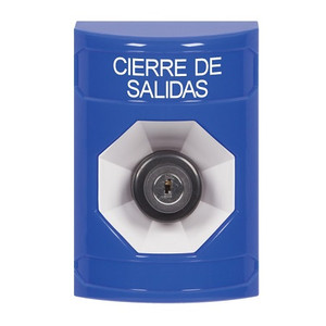SS2403LD-ES STI Blue No Cover Key-to-Activate Stopper Station with LOCKDOWN Label Spanish