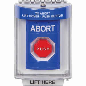 SS2435AB-ES STI Blue Indoor/Outdoor Flush Momentary (Illuminated) Stopper Station with ABORT Label Spanish