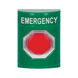 SS2105EM-EN STI Green No Cover Momentary (Illuminated) Stopper Station with EMERGENCY Label English