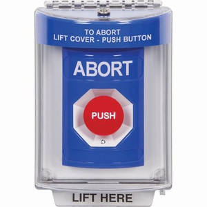 SS2441AB-ES STI Blue Indoor/Outdoor Flush w/ Horn Turn-to-Reset Stopper Station with ABORT Label Spanish