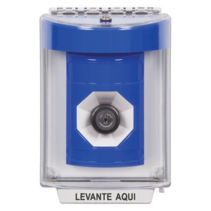 SS2443NT-ES STI Blue Indoor/Outdoor Flush w/ Horn Key-to-Activate Stopper Station with No Text Label Spanish