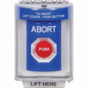 SS2444AB-ES STI Blue Indoor/Outdoor Flush w/ Horn Momentary Stopper Station with ABORT Label Spanish